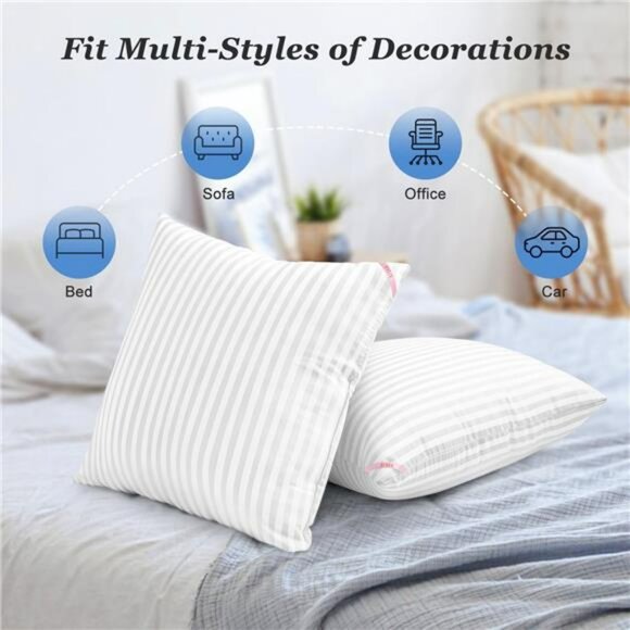 White 18x18 Throw Pillow Inserts Sofa Bed Cushion Polyester Fill Washable - Picture 3 of 7